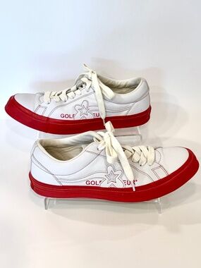 Converse Golf Le Fleur, Unisex: Men's 8.5 or Woman's 10.5, Red & White Leather